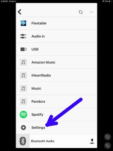 Screenshot of the -Settings- item on the Sony SRS XG500 -Home- page.