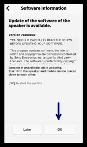 Screenshot of the Software 7600060 Information page -OK- button.