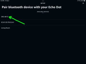 Picture of the Sony SRS XB13 showing as Discovered on the -Pair Bluetooth Device- screen back in the Alexa app.