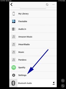 Screenshot of the Sony SRS XG300 -Home- page -Settings- option.