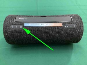 Picture of the -MEGA BASS- button on the Sony SRS XG300 boombox.