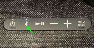Picture of the -Bluetooth Pairing- button on the Sony SRS XG500 wireless speaker.