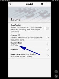Screenshot of the -Sound Effect-Custom- option.